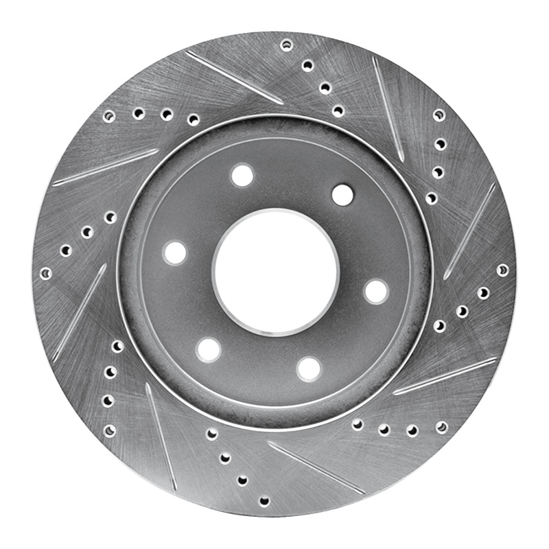 Infiniti QX56 Brake Rotor (1) - Front Left - R1 Concepts - Drilled & Slotted - Silver - `04-`05